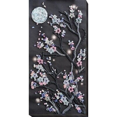 Bead Embroidery Kit Night sakura Flowers DIY Beadwork Beading Needlepoint kit