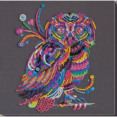 Bead Embroidery Kit Owl Beaded stitching Bead needlepoint Beadwork DIY