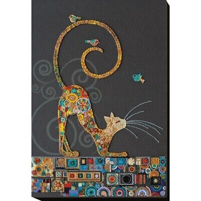 Bead Embroidery Kit Cat Beaded stitching Bead needlepoint Beadwork DIY