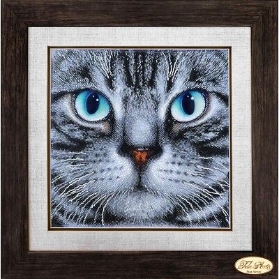 Bead Embroidery Kit Cat Beaded needlepoint Beaded stitching Beadwork DIY