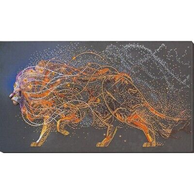 Bead Embroidery Kit Gold lion DIY Beaded stitching Bead needlepoint Beadwork