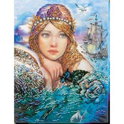 Bead Embroidery Kit Mermaid Beaded stitching Bead needlepoint Beadwork DIY