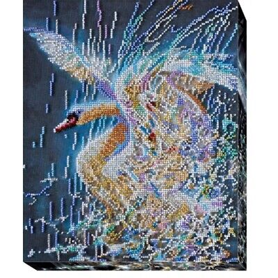 Bead Embroidery Kit Swan Beaded stitching Bead needlepoint Beadwork DIY