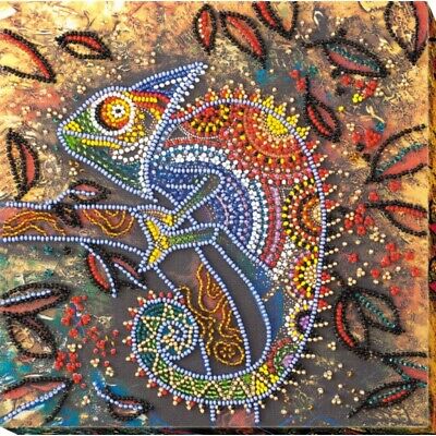 Bead Embroidery Kit Chameleon Beaded stitching Bead needlepoint Beadwork DIY