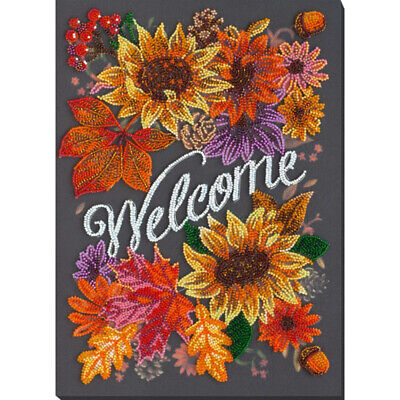 Bead Embroidery Kit Sunflowers Welcoming autumn Beaded stitching Beadwork DIY