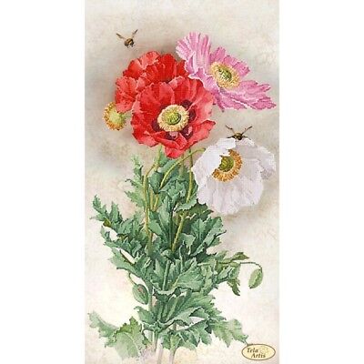 Bead Embroidery Kit Poppies DIY Beaded needlepoint Beaded stitching 