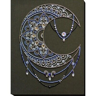 Bead Embroidery Kit Moon pattern Beaded stitching Bead needlepoint Beadwork DIY