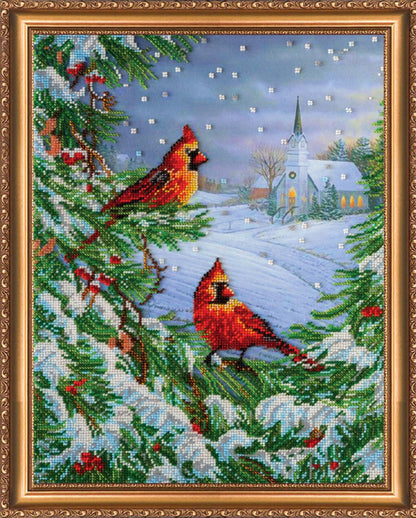 Bead Embroidery Kit February bird DIY Abris Art