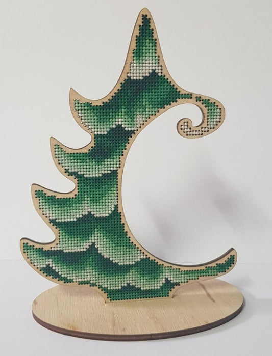 Counted Cross Stitch Kit on Wood Christmas tree toy DIY Alisena