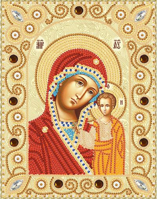 Bead Embroidery Kit Orthodox Icon Mother of God Virgin Mary DIY Marichka