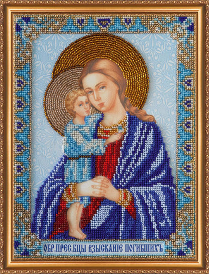 Bead Embroidery Kit Icon Virgin Mary Mother of God DIY Abris Art