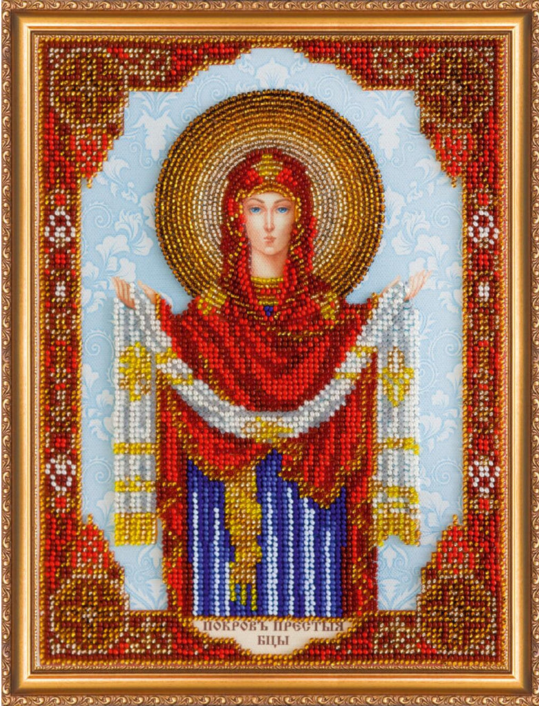 Bead Embroidery Kit Icon Virgin Mary Mother of God DIY Abris Art