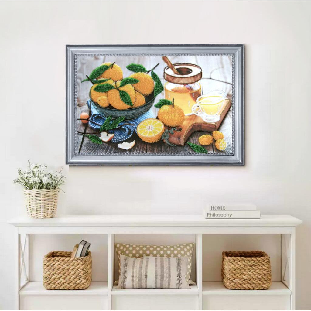 Bead embroidery kit Still life with citrus DIY