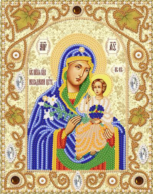 Bead Embroidery Kit Orthodox Icon Mother of God Virgin Mary DIY Marichka