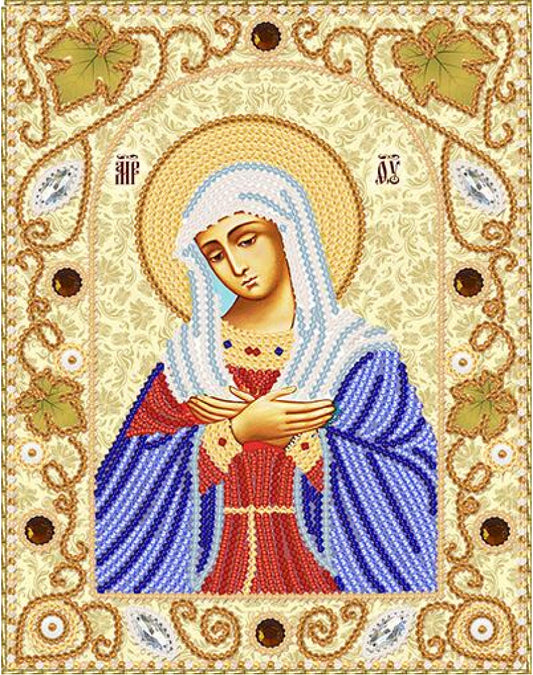 Bead Embroidery Kit Orthodox Icon Mother of God Virgin Mary DIY Marichka