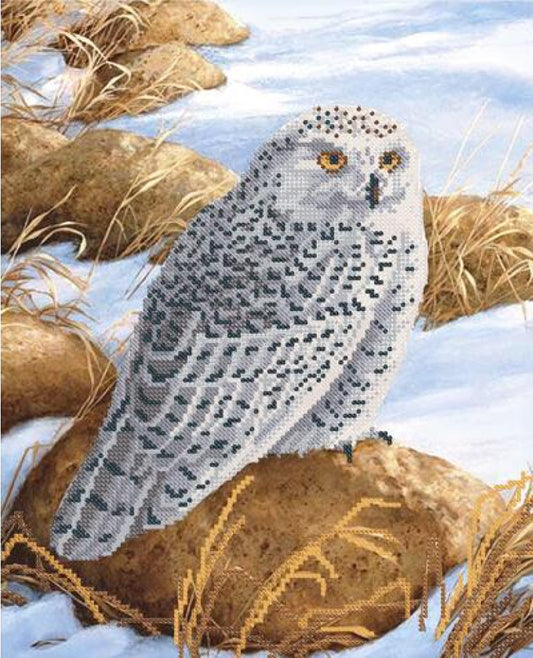 Bead Embroidery Kit White Owl DIY Marichka