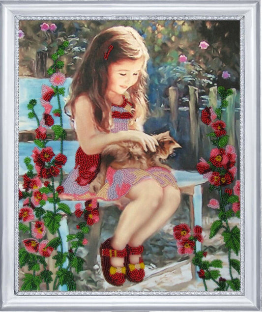 Bead embroidery kit Little girl DIY