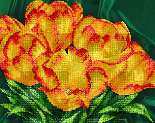 Bead Embroidery Kit Tulips Flowers DIY