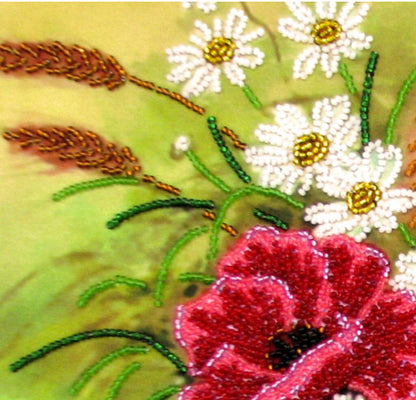 Bead Embroidery Kit "Basket of Poppies" DIY