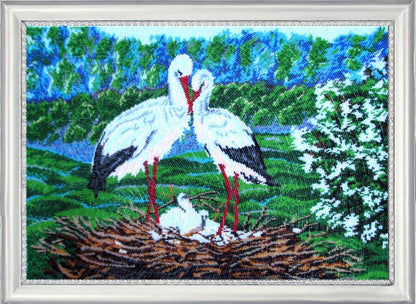 Bead embroidery kit Storks DIY