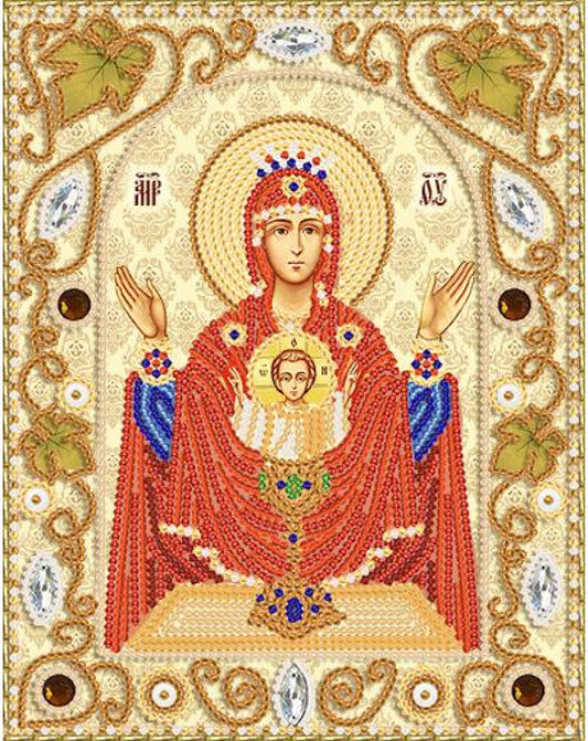 Bead Embroidery Kit Orthodox Icon Mother of God Virgin Mary DIY Marichka