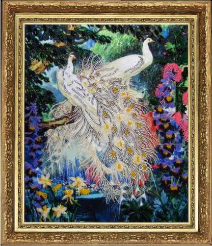 Bead embroidery kit "Peacocks" DIY