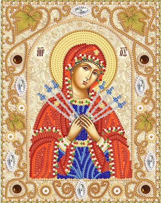 Bead Embroidery Kit Orthodox Icon Mother of God Virgin Mary DIY Marichka