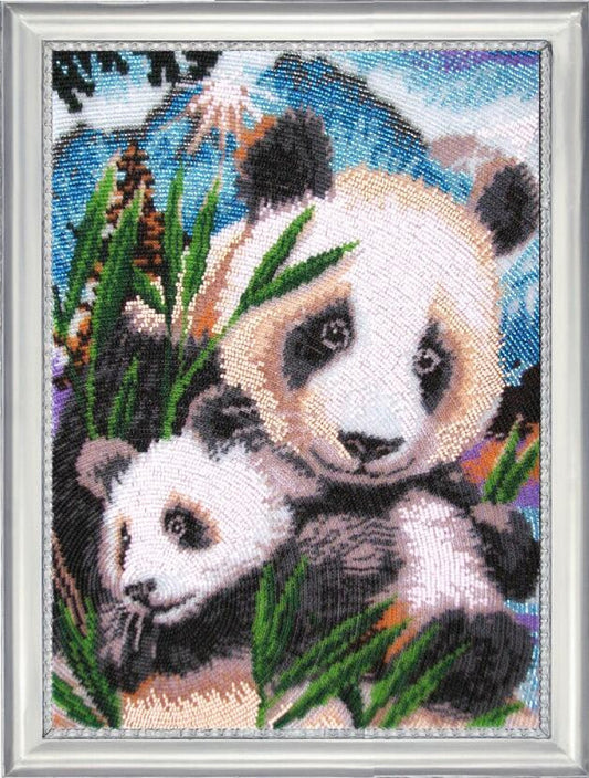 Bead embroidery kit Pandas DIY