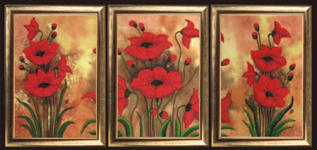 Bead Embroidery Kit Poppies Flowers DIY