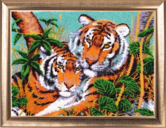 Bead embroidery kit Tigers DIY