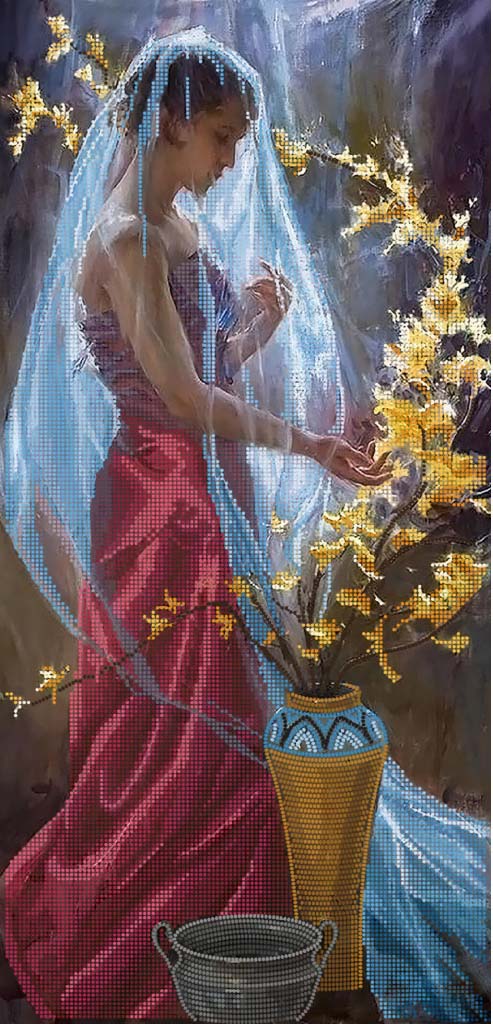 Bead Embroidery Kit Moon Lady DIY Tela Artis