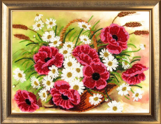 Bead Embroidery Kit Poppies Flowers DIY