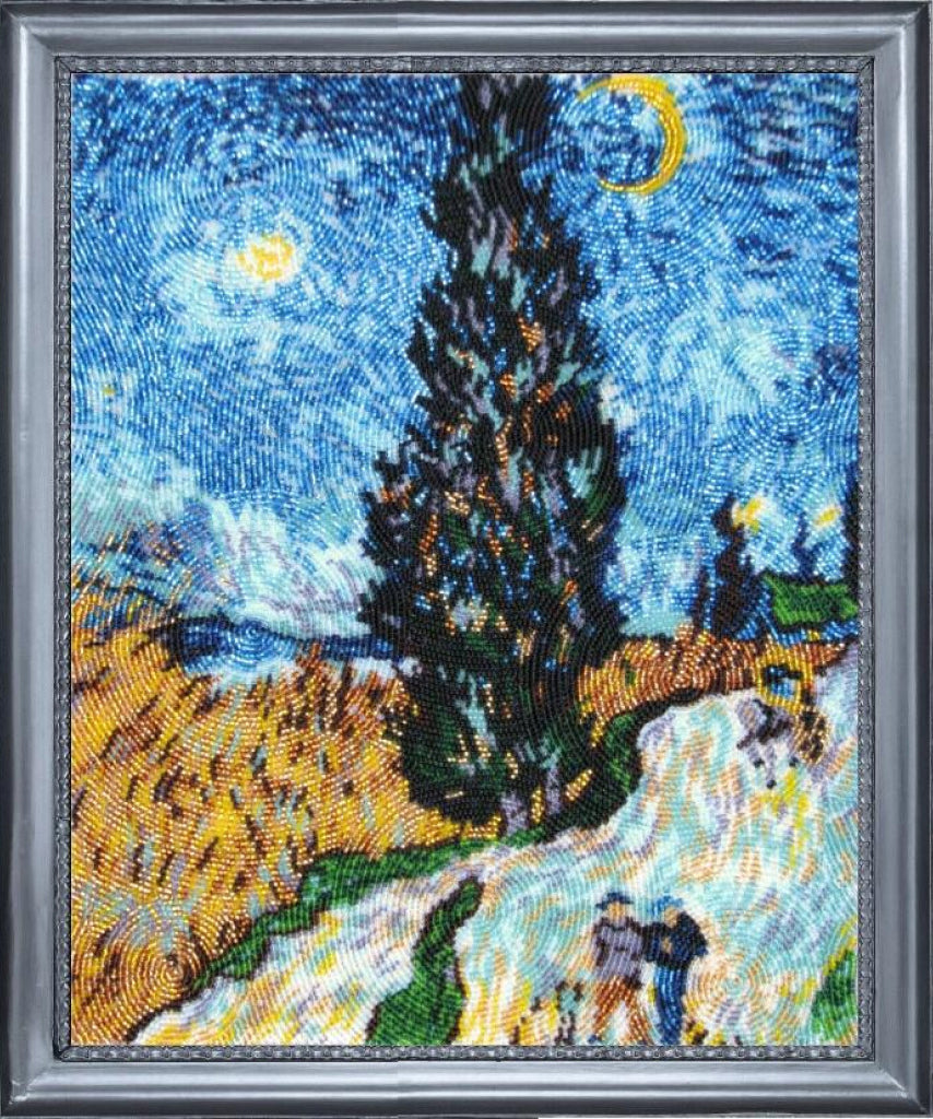 Kit de broderie de perles Route avec des cyprès DIY