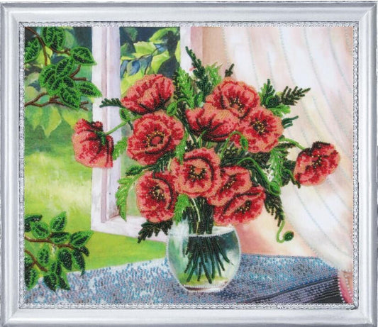 Bead Embroidery Kit Poppies Flowers DIY