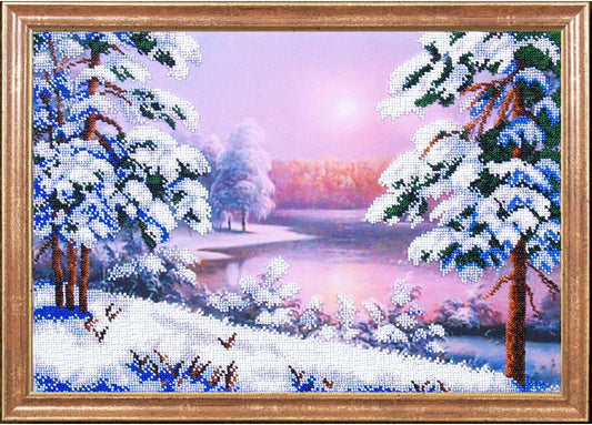 Kit de broderie de perles Coucher de soleil d'hiver DIY