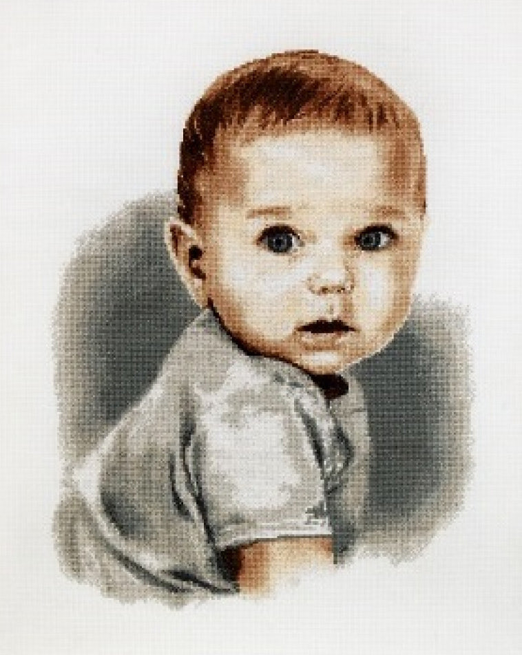 Counted Cross Stitch Kit Baby with blue eyes DIY Alisena