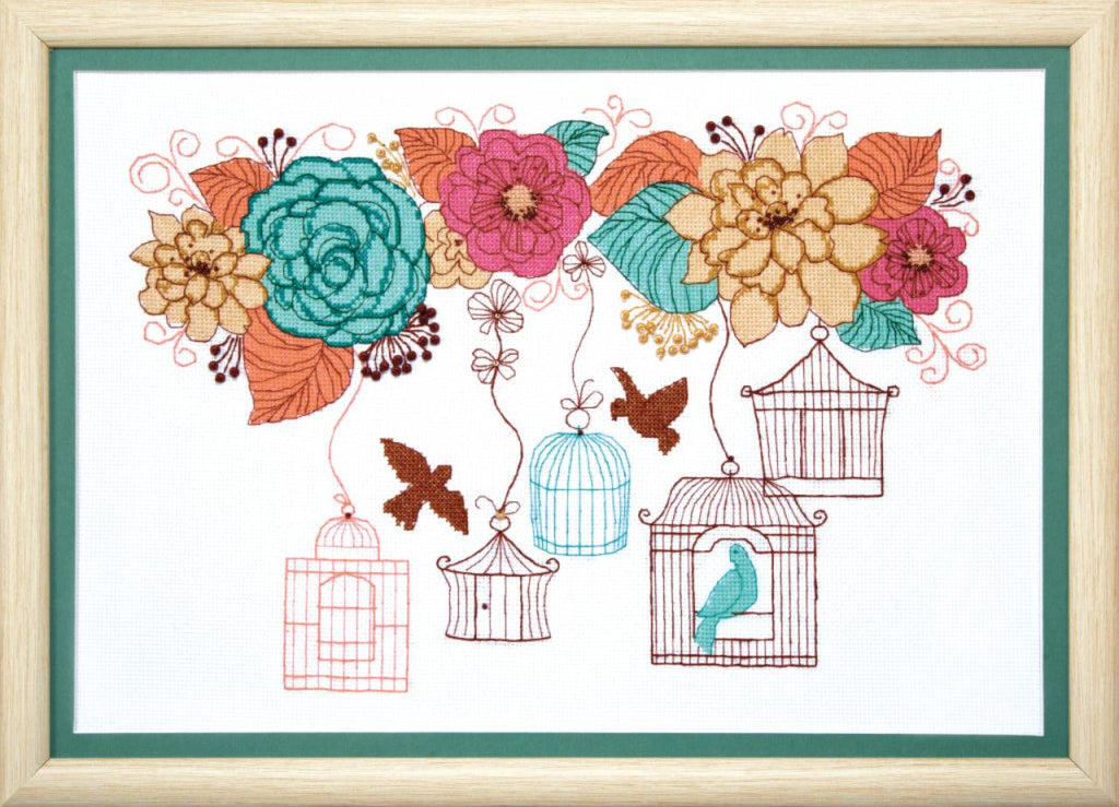 Counted Cross Stitch Kit Spring birds DIY Crystal Art