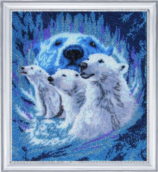 Bead embroidery kit White bears DIY