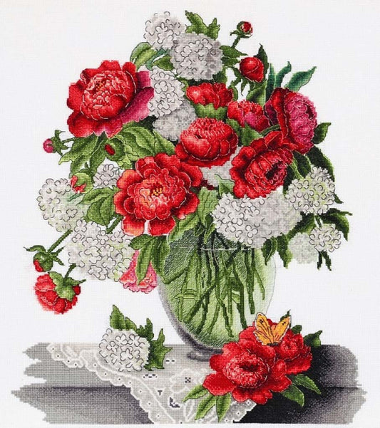 Counted Cross Stitch Kit Peonies Flowers DIY Alisena