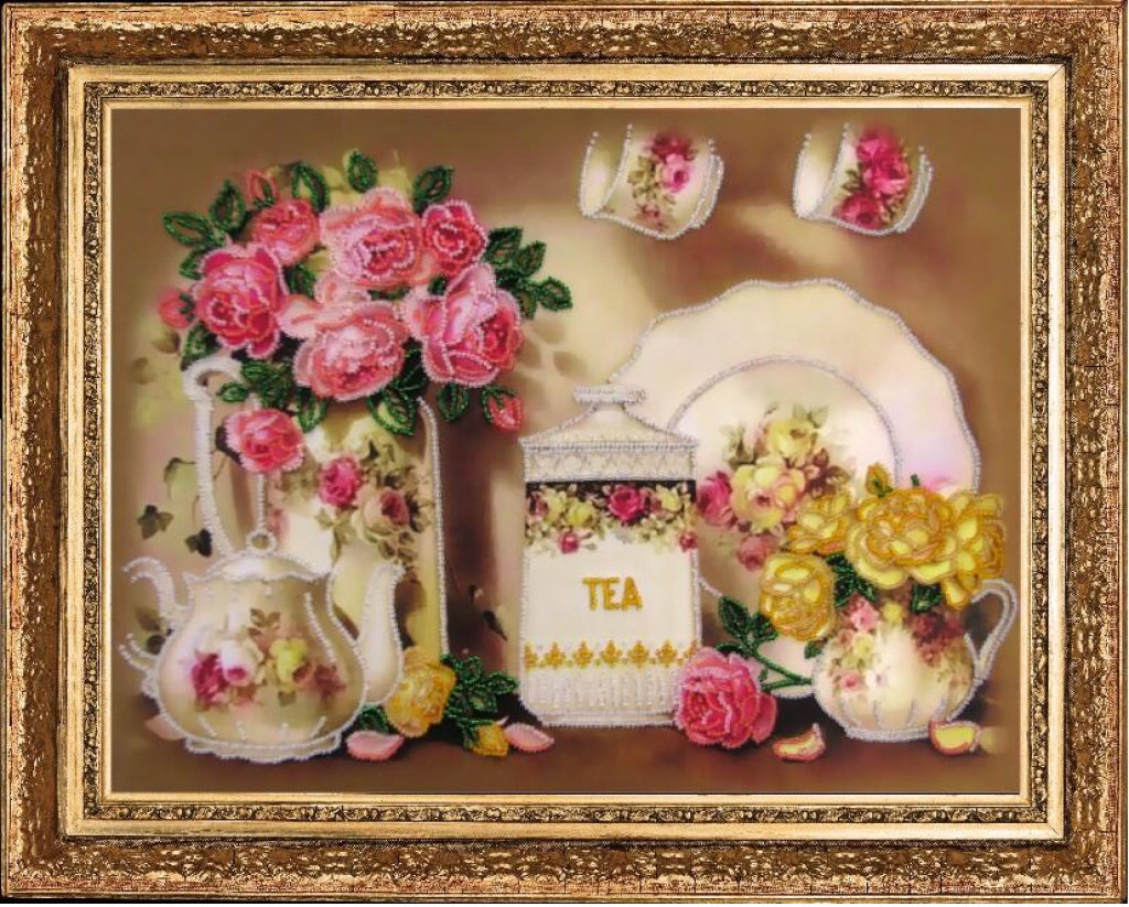 Bead embroidery kit Tea-set DIY