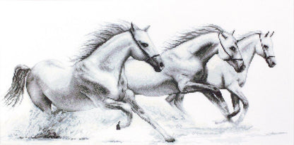 Counted Cross stitch kit White horses DIY Luca-S