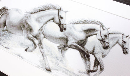 Counted Cross stitch kit White horses DIY Luca-S