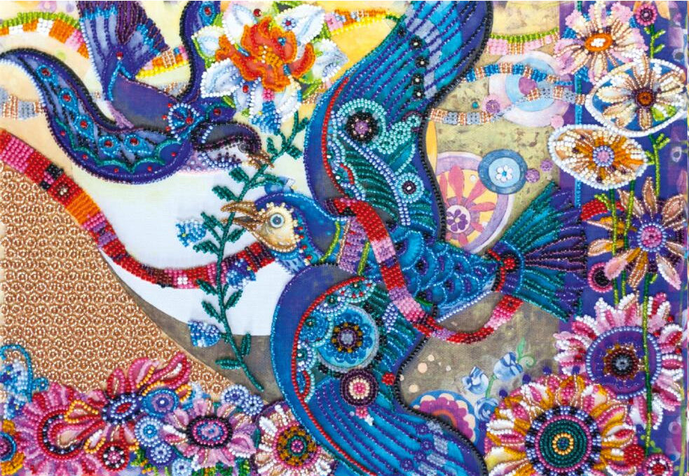 Perlenstickerei-Set Blaue Vögel DIY