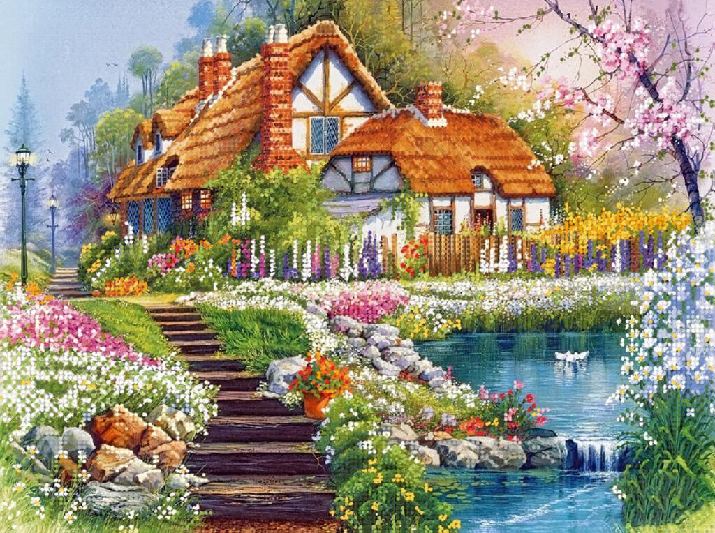 Bead Embroidery Kit Spring House DIY Tela Artis