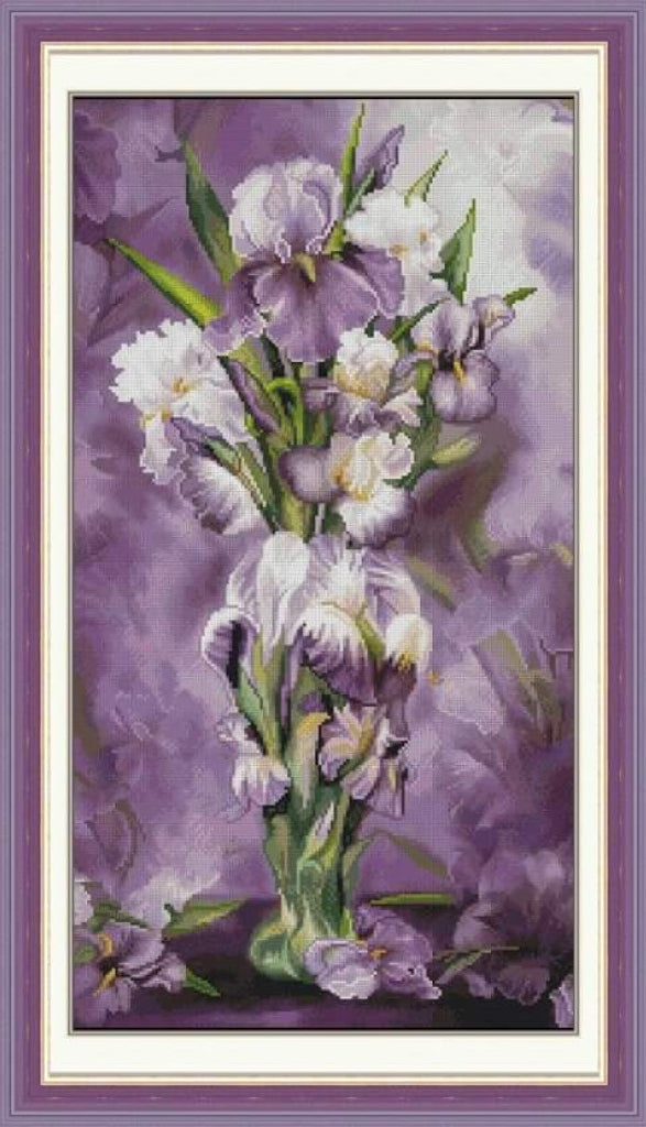 Counted Cross Stitch Kit Irises Flowers DIY