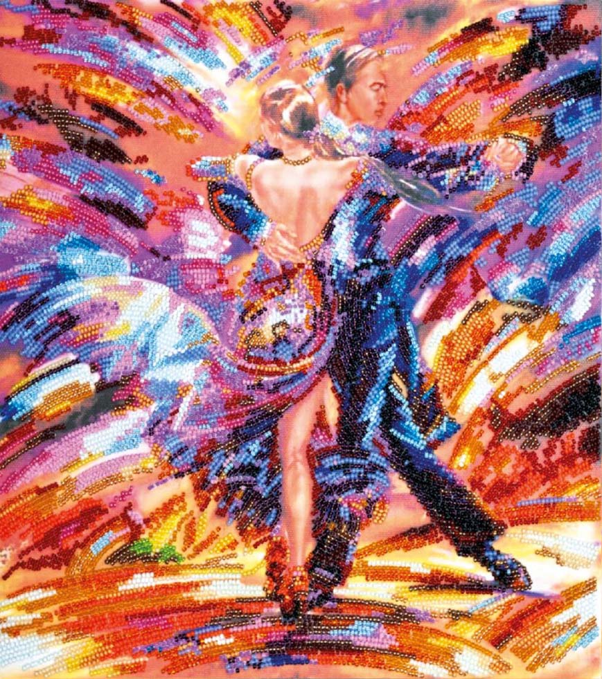 Colorful abstract painting of a dancer with vibrant colors