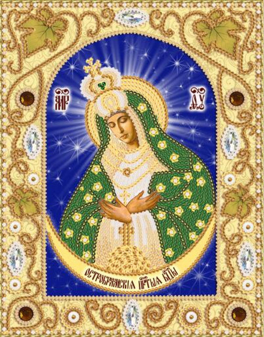 Bead Embroidery Kit Orthodox Icon Mother of God Virgin Mary DIY Marichka