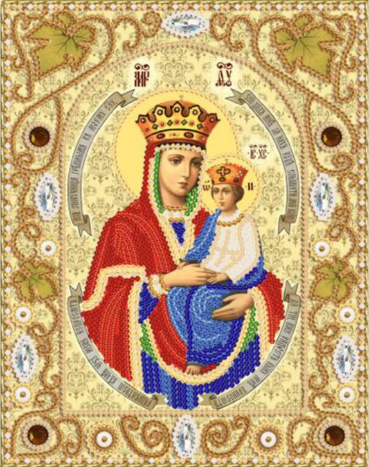 Bead Embroidery Kit Orthodox Icon Mother of God Virgin Mary DIY Marichka