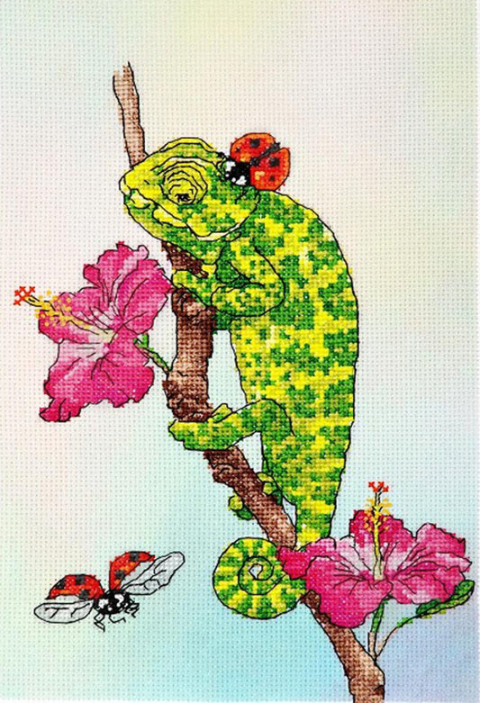 Counted Cross Stitch Kit Chameleon DIY Alisena