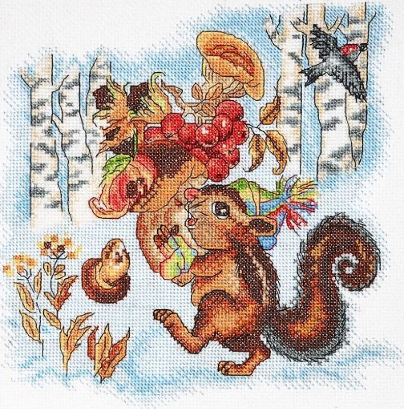 Counted Cross Stitch Kit Chipmunk DIY Alisena